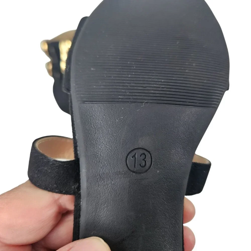 Girls Sz 13 Little Kid Black High Heel Sandals Cross Strap Wedding Party Church